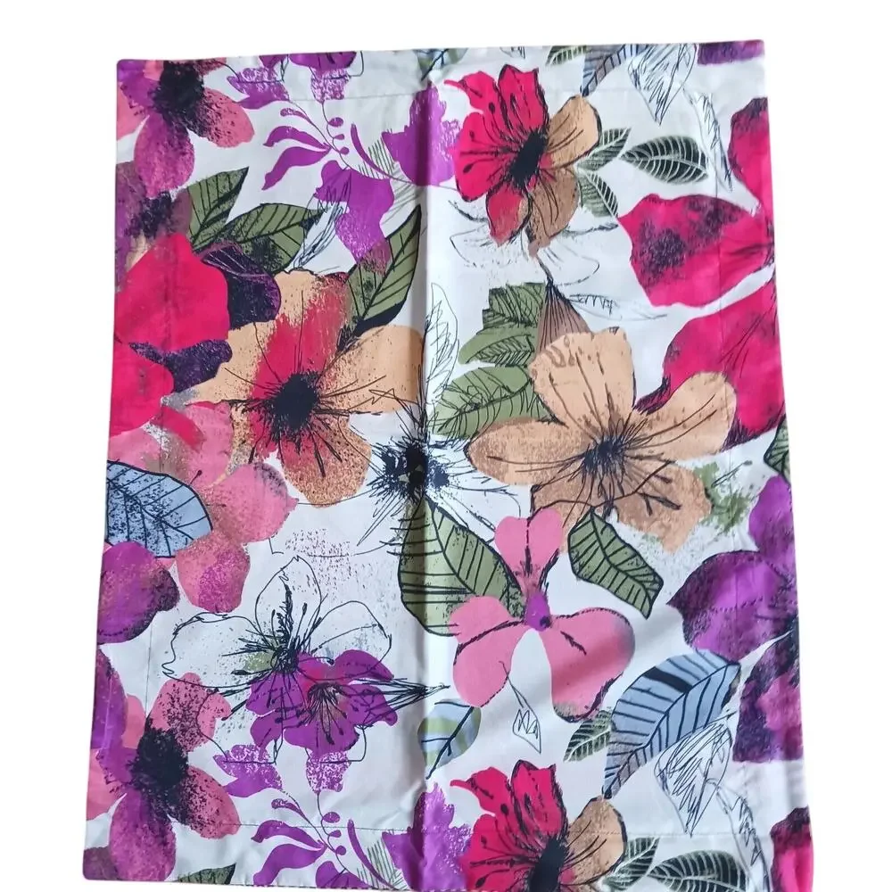 2 Bed Pillow Cases Vintage Art‎ Deco Floral Tropical 20 x26 Colorful REVERSIBLE